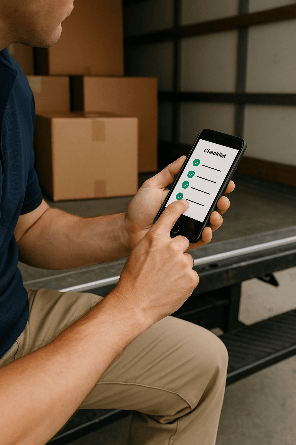 Phone displaying checklist